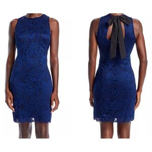 Sam Edelman Sleeveless Lace Bow Back Sheath Dress Navy Blue Size 2 NWT